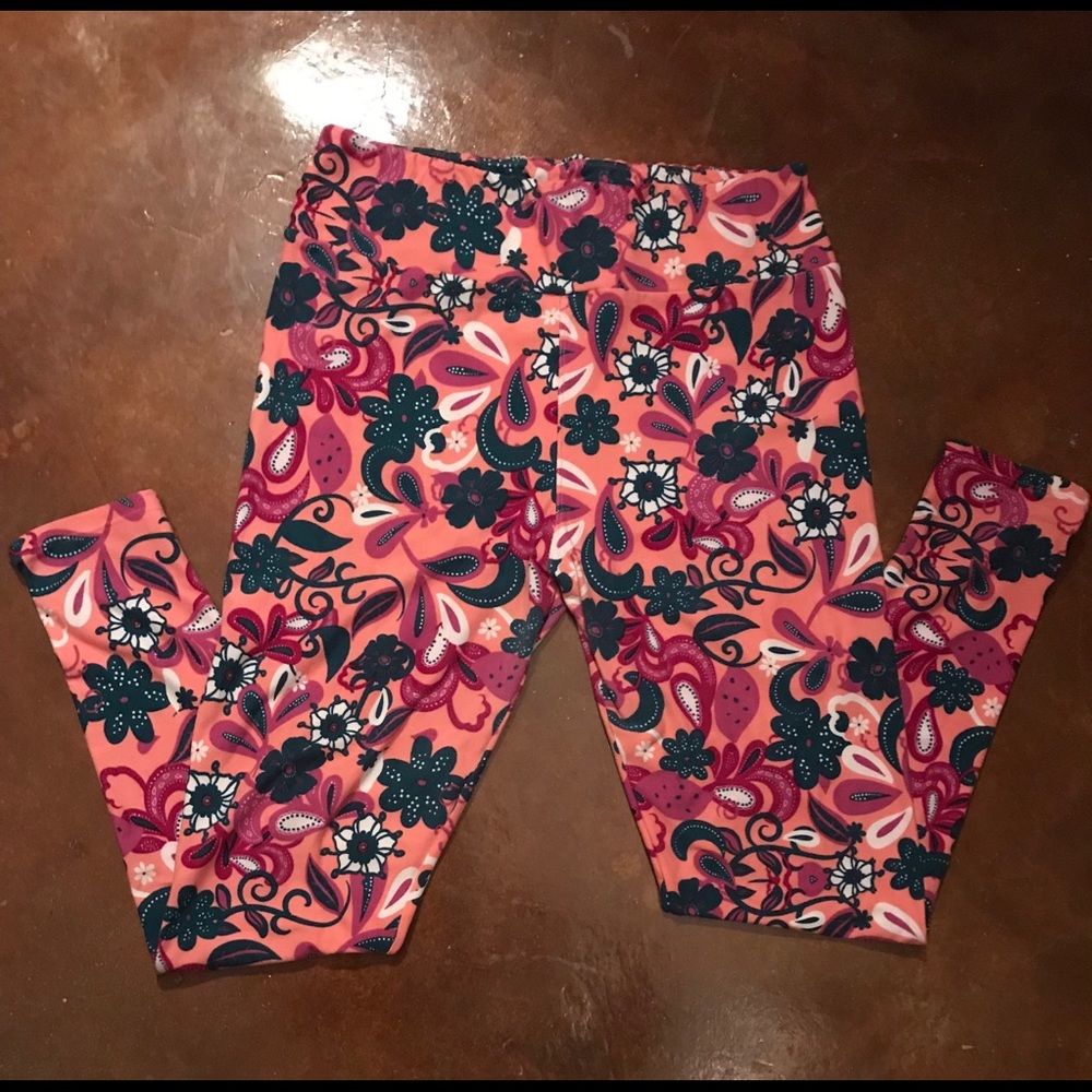 🌿❣️LuLaRoe Tall & Curvy Pink Multi Color Leggings